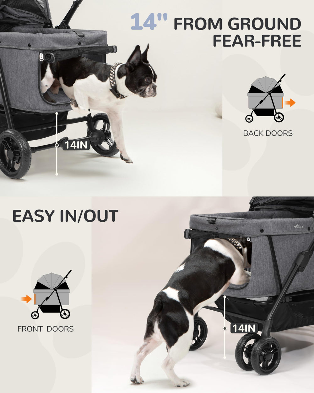 ojcme dog stroller 132-lb capacity frame withstands heavy daily use.
