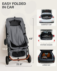 ojcme dog stroller 180° canopy with mesh windows keeps pets shaded and visible.