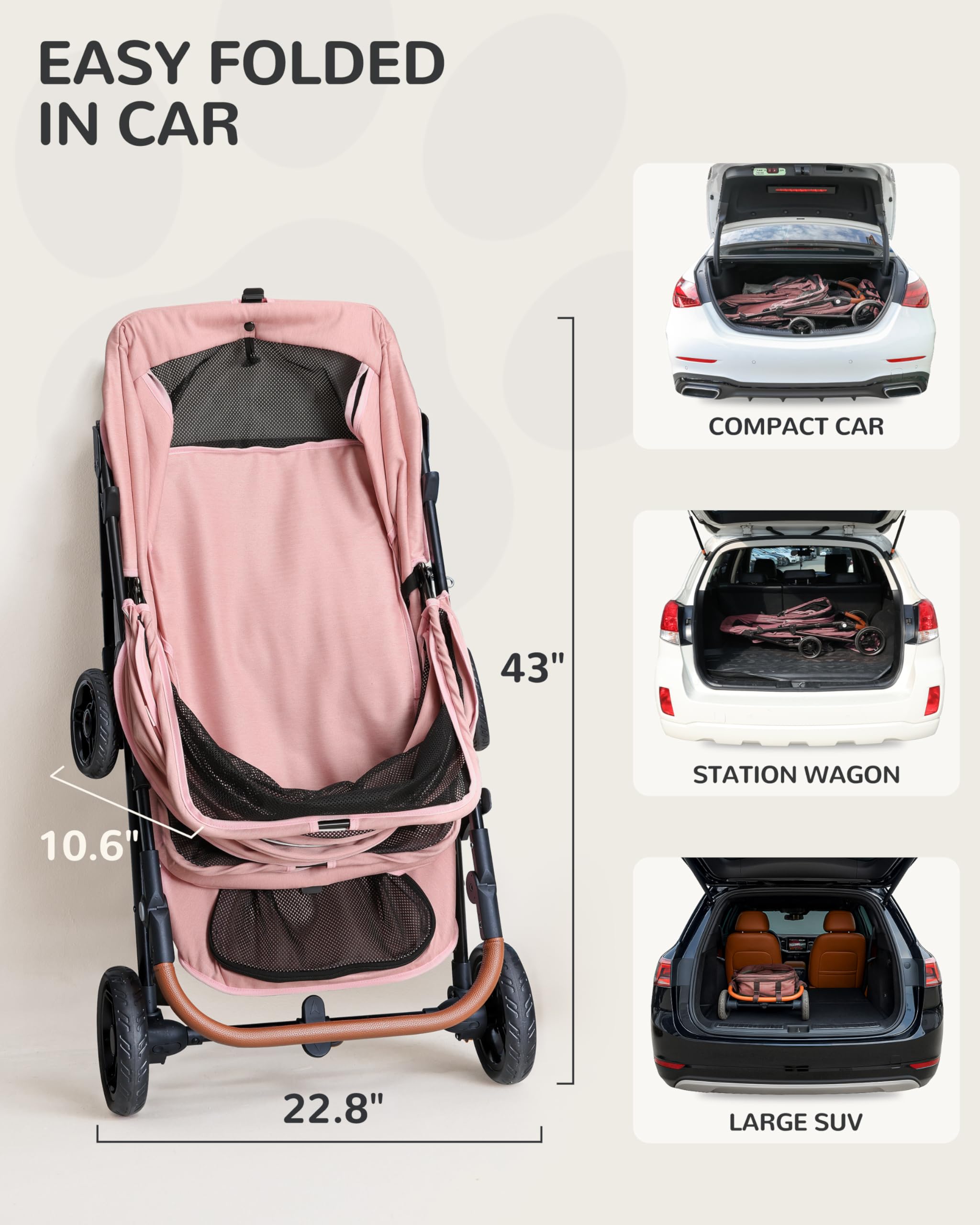 OJCME dog stroller adjustable handle for different heights