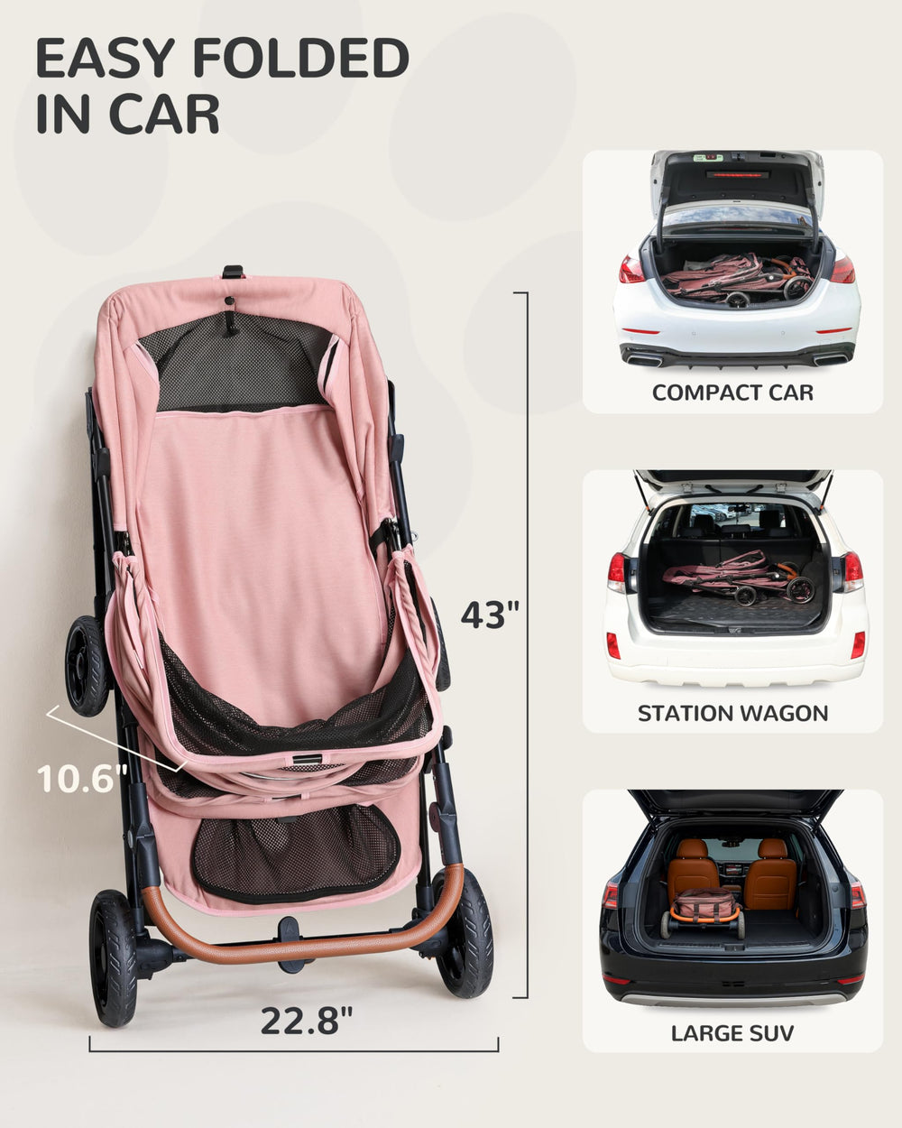 OJCME dog stroller adjustable handle for different heights