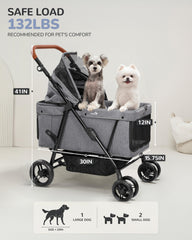 ojcme dog stroller adjustable handle supports pushing for tall or short users.