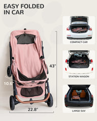 OJCME dog stroller adjustable handle for different heights