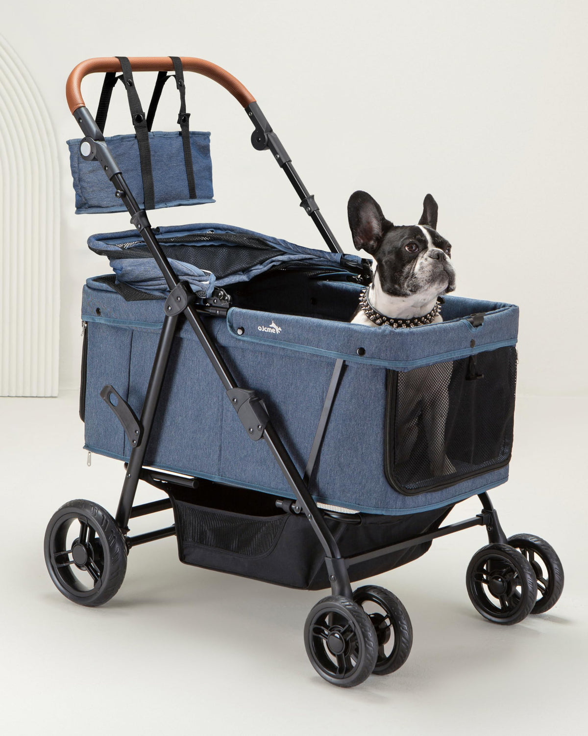 OJCME dog stroller heavy-duty foldable shows strong frame for large dogs