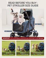 OJCME dog stroller for two dogs demonstrates extra capacity for small pets