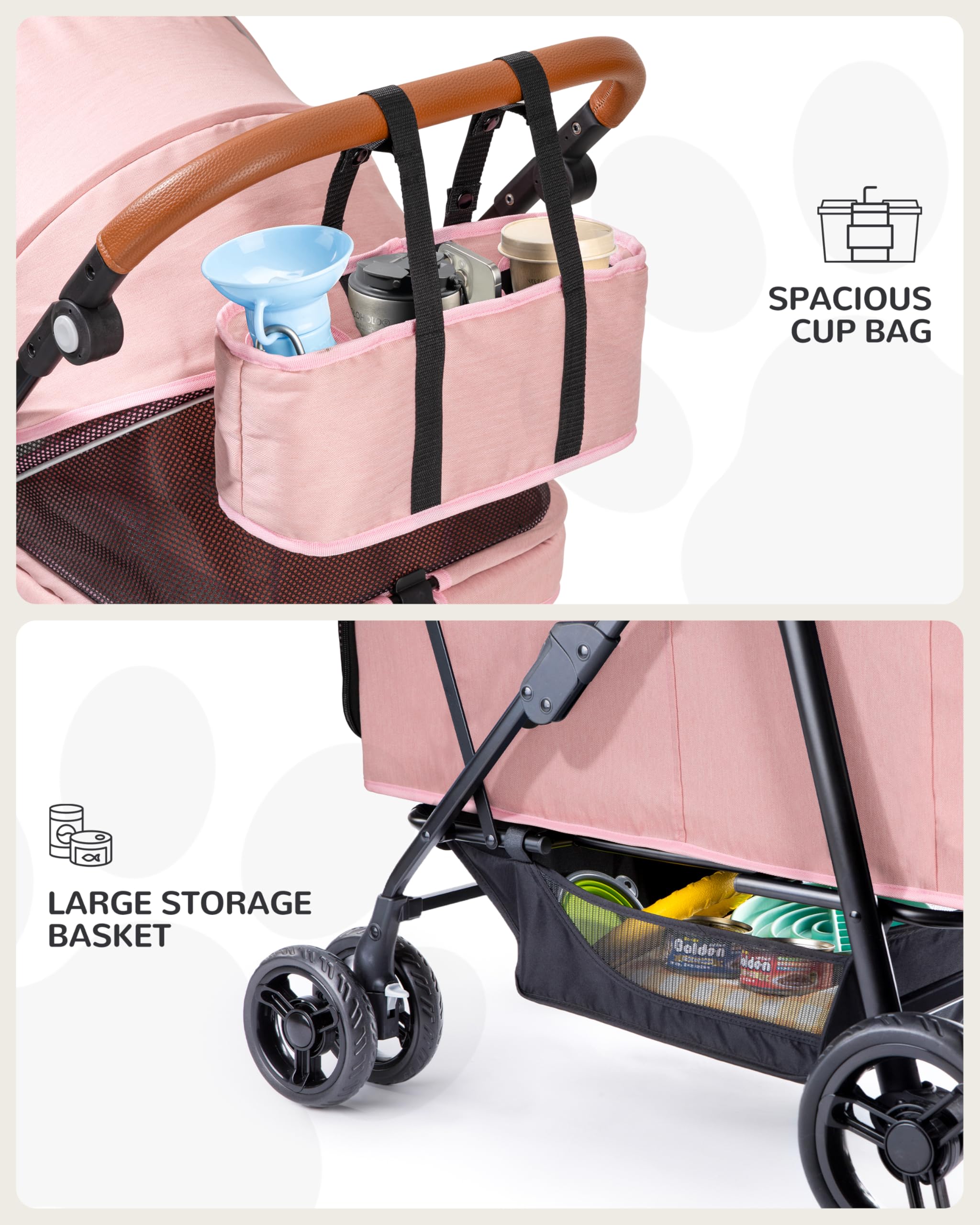 OJCME dog stroller two small dogs share a ride comfortably