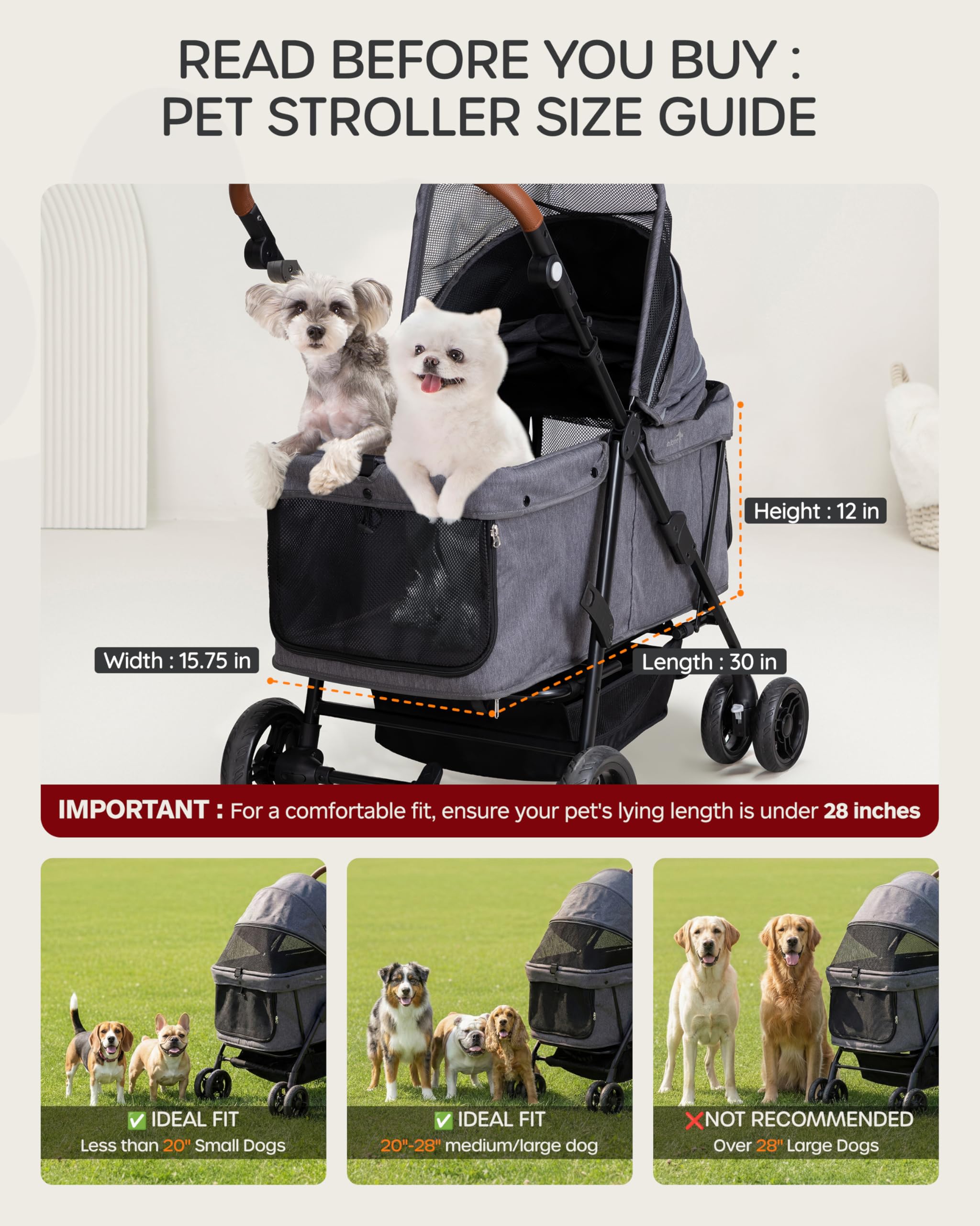 ojcme dog stroller ventilation canopy opens fully for sunny days and cool airflow.