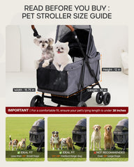 ojcme dog stroller ventilation canopy opens fully for sunny days and cool airflow.
