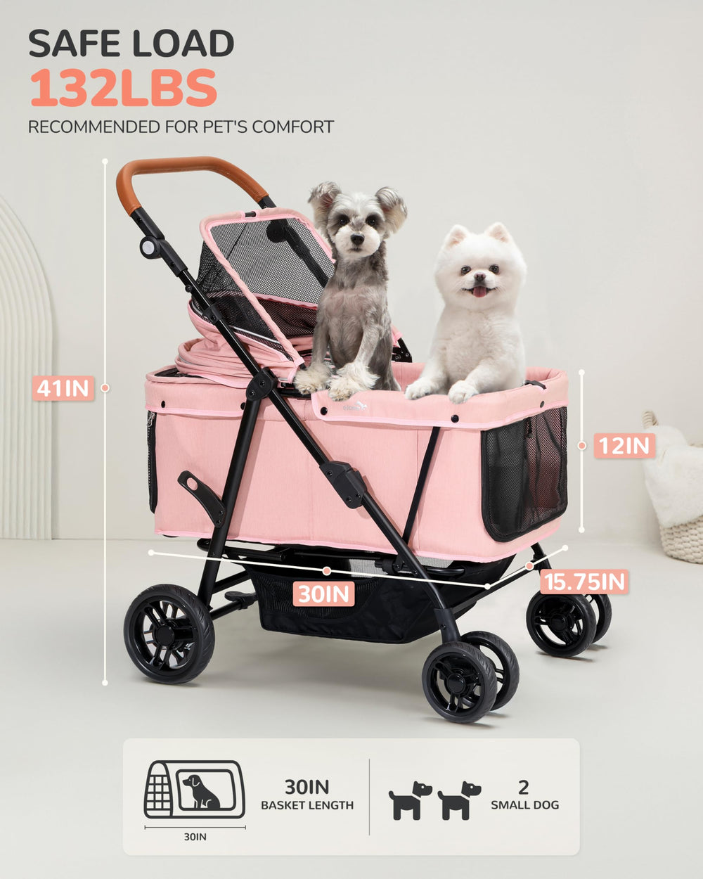 OJCME dog stroller ventilation mesh for cooling and visibility