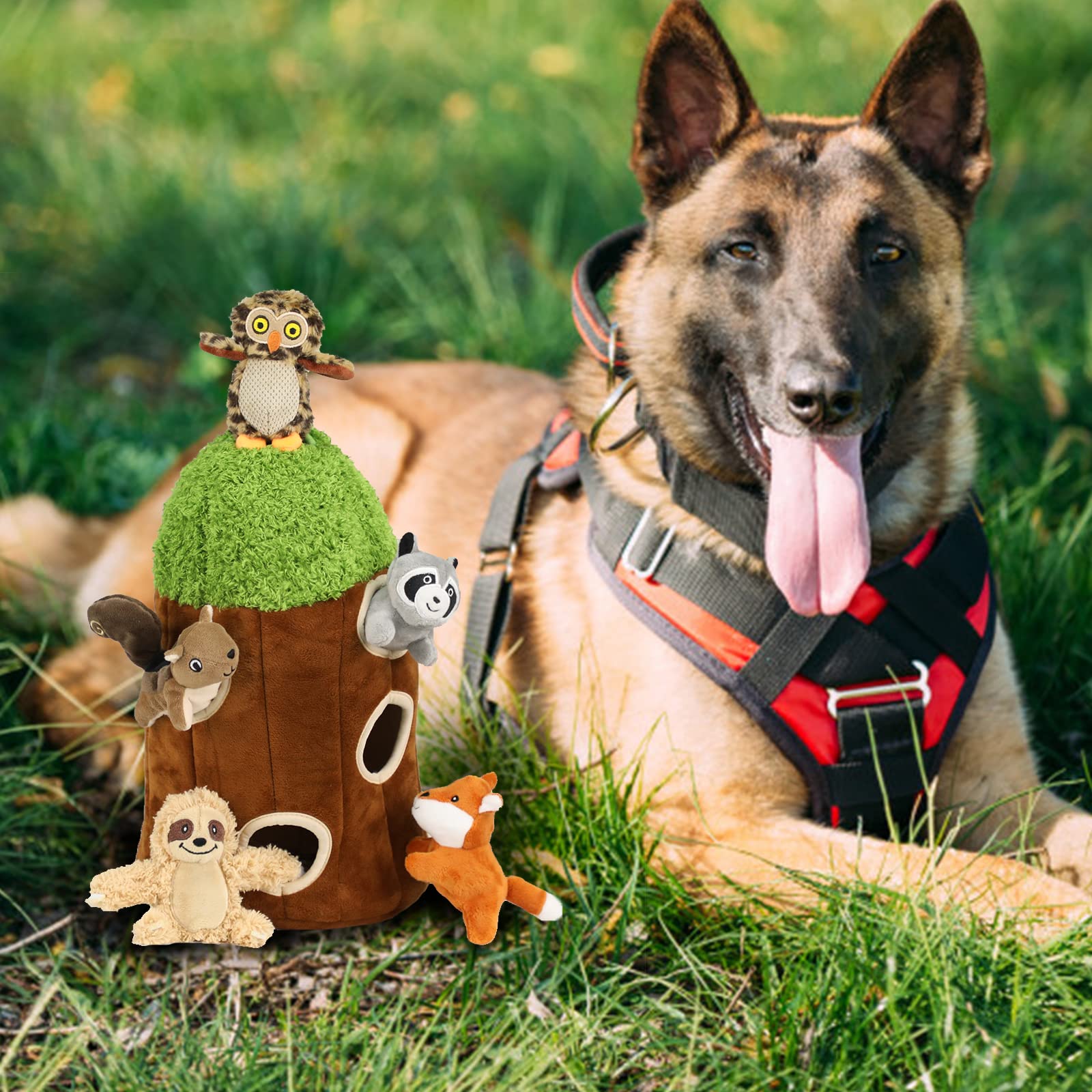 Okegztoa Hide and Seek dog puzzle owl tree hole mix large supports interactive training and fun