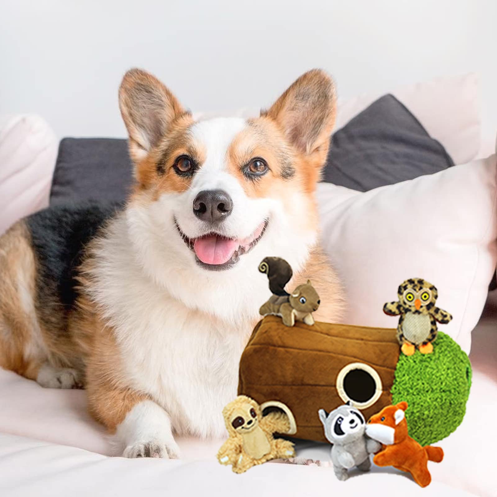 Okegztoa Hide and Seek dog puzzle panda tree hole mix large provides gentle chew and discovery play