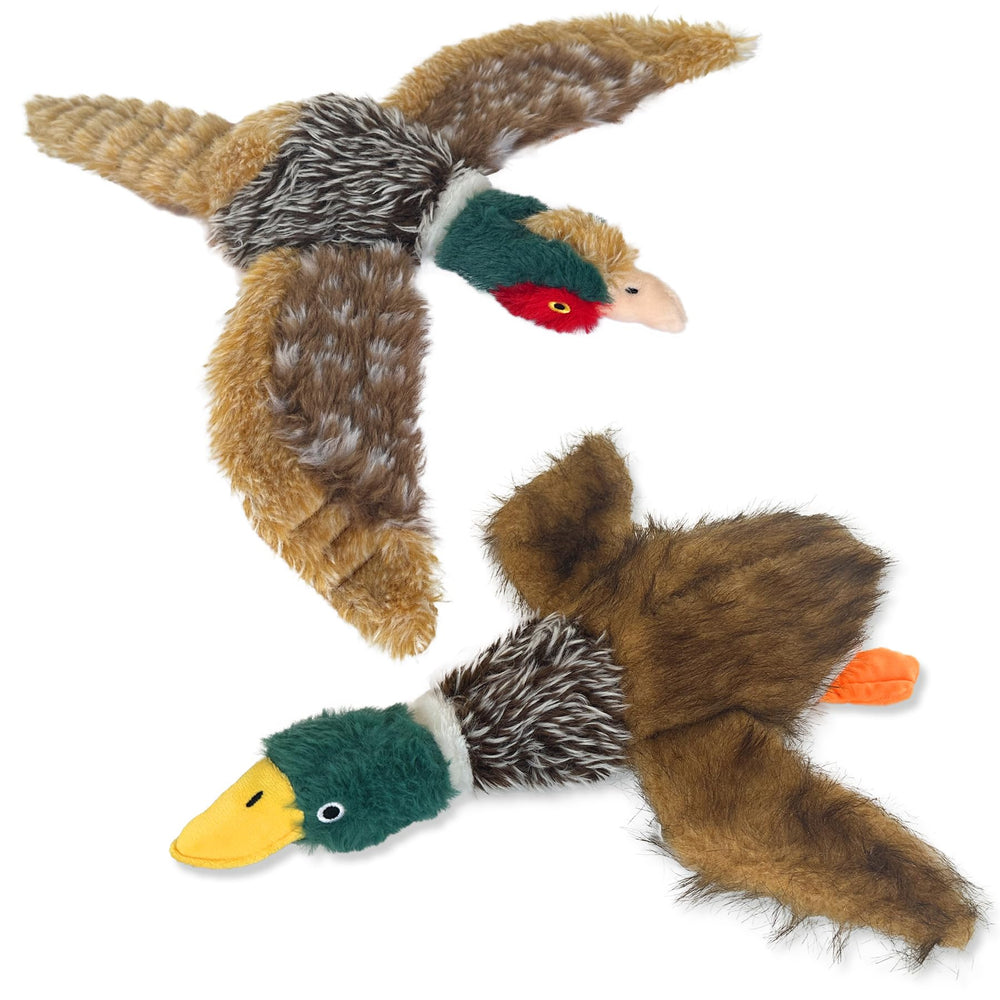 Okegztoa plush mallard-duck and pheasant pair ready for shared play.