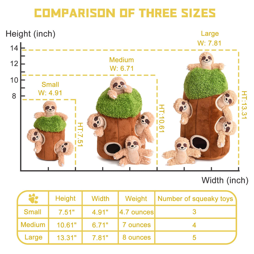 Okegztoa sloth dog toy close-up squeak shows plush texture for gentle chew.