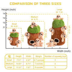 Okegztoa sloth dog toy close-up squeak shows plush texture for gentle chew.