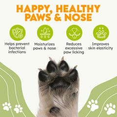 OKKÖBI balm application on paw demonstrates easy, quick relief.