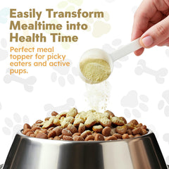 OKKÖBI bone broth sprinkled on dry food to boost hydration and nutrition.