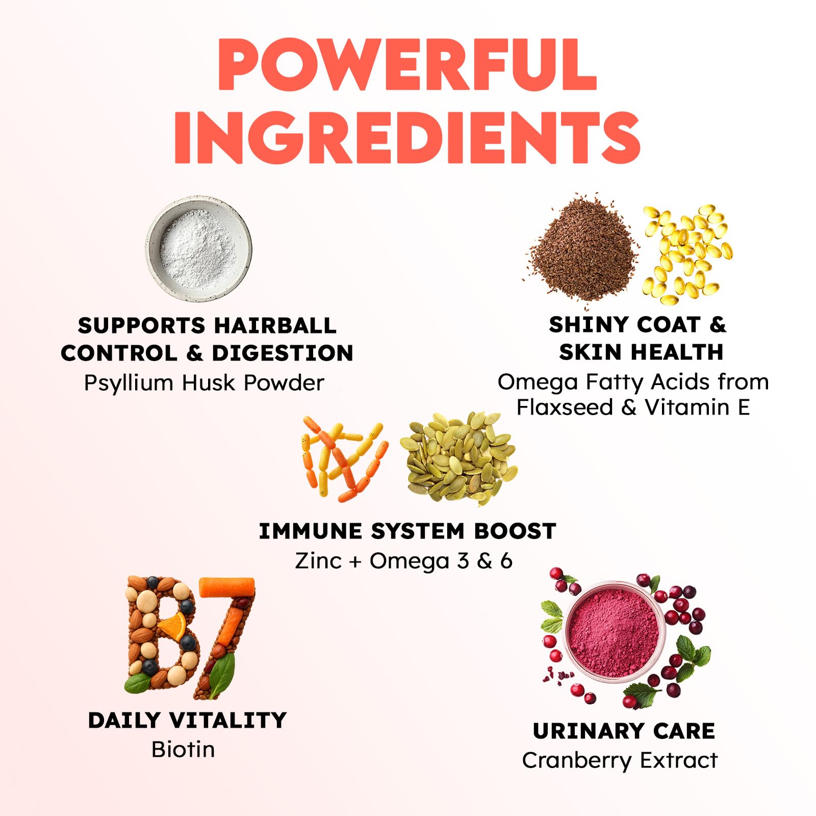 OKKÖBI cat hairball remedy treats serving—demonstrates easy administration as a direct treat or mixed into food.