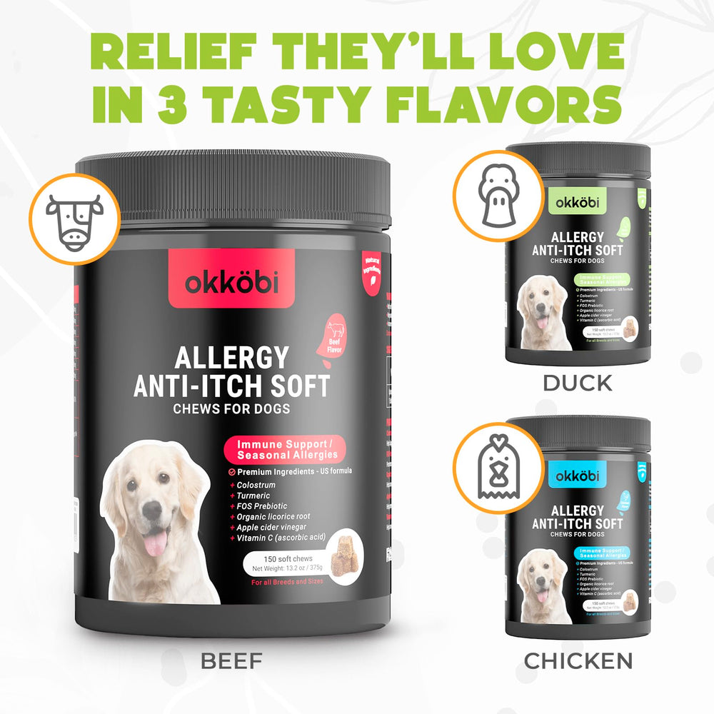 OKKÖBI dog allergy chews vet-approved label for peace of mind
