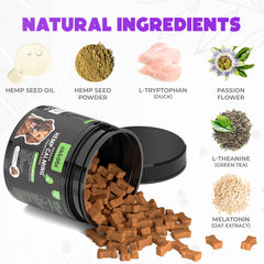 OKKÖBI dog treats highlighting duck flavor and botanicals for nervous dogs during grooming