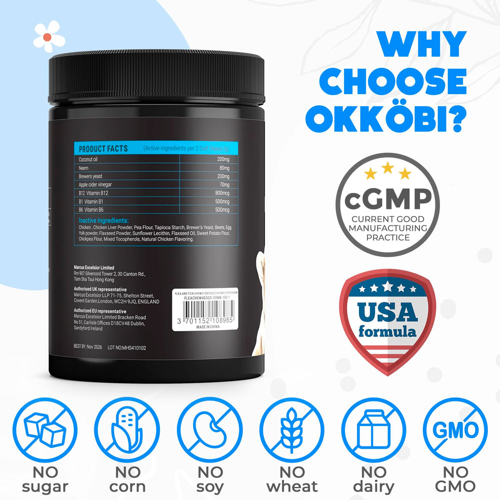 OKKOBI natural ingredients label highlights coconut oil and neem extract.