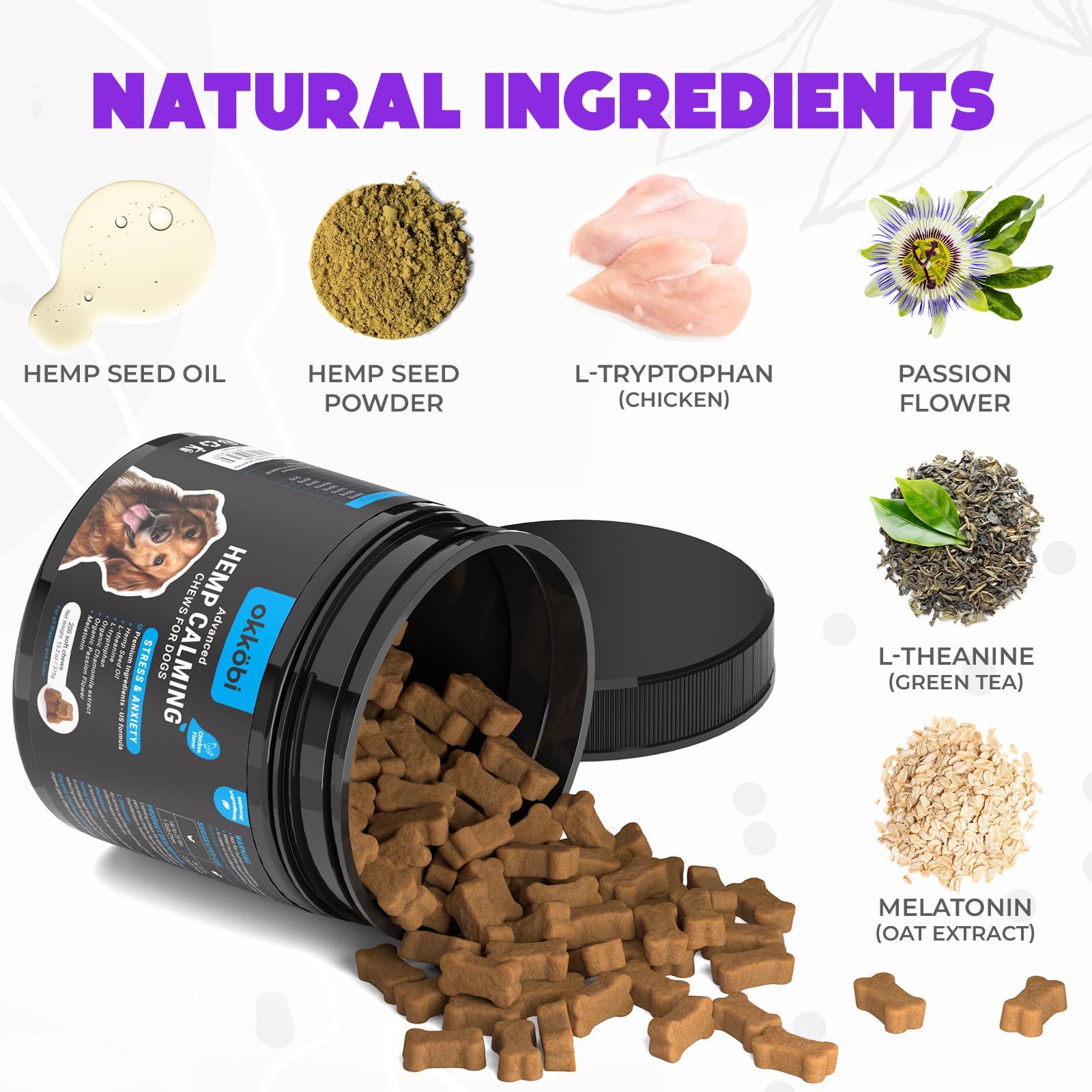 OKKÖBI Hemp Calming Chews during a storm scene helps dogs stay calm