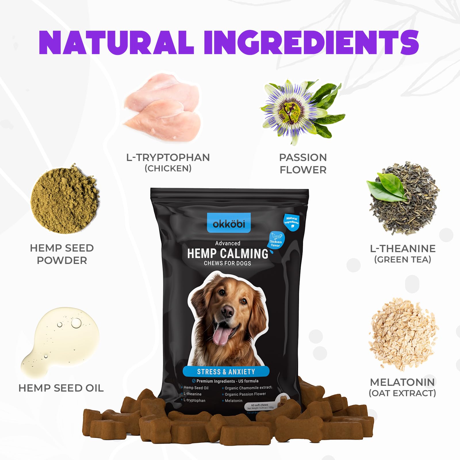OKKÖBI ingredients list highlights natural calming components