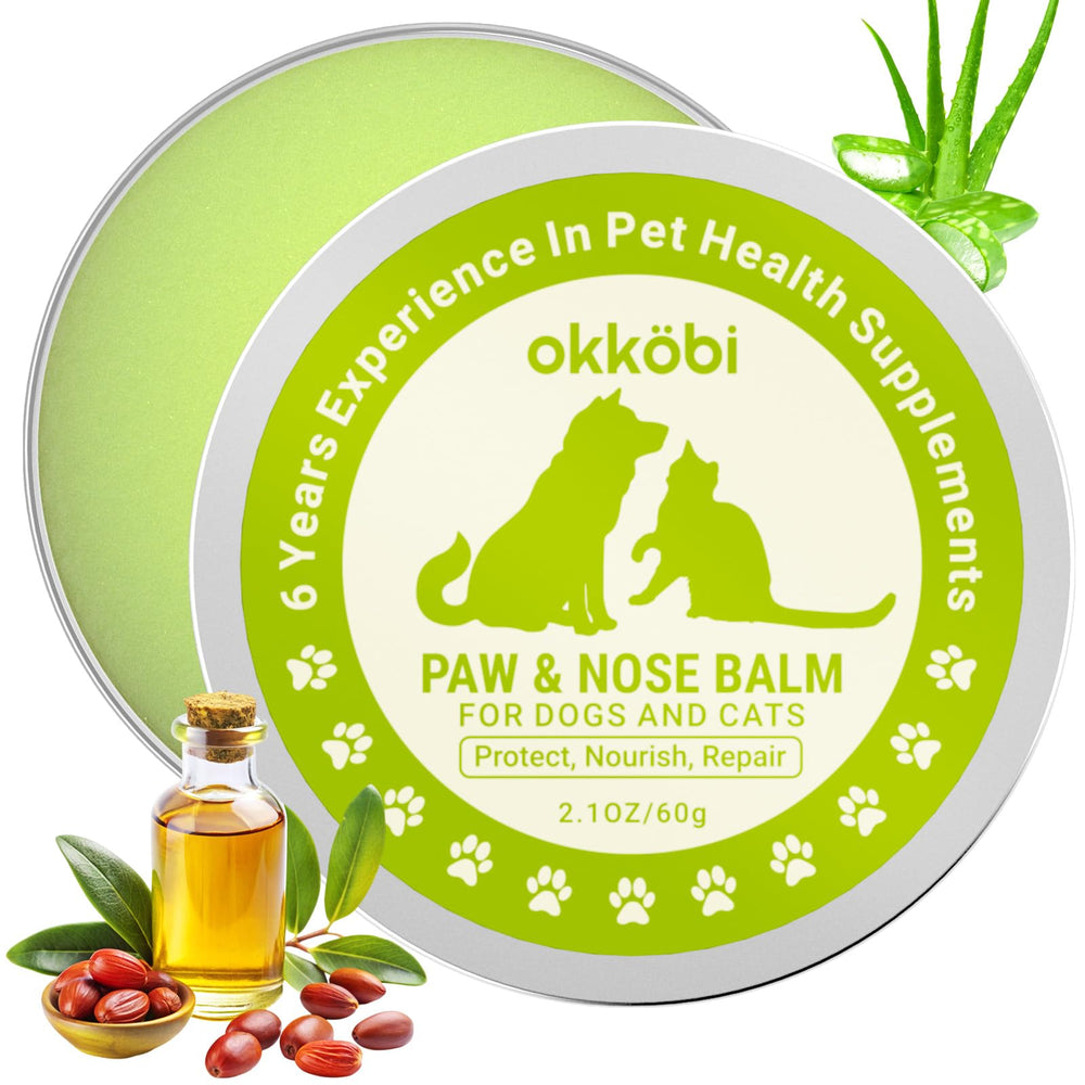 OKKÖBI Paw & Nose Balm jar 60g shown for moisturized paws.