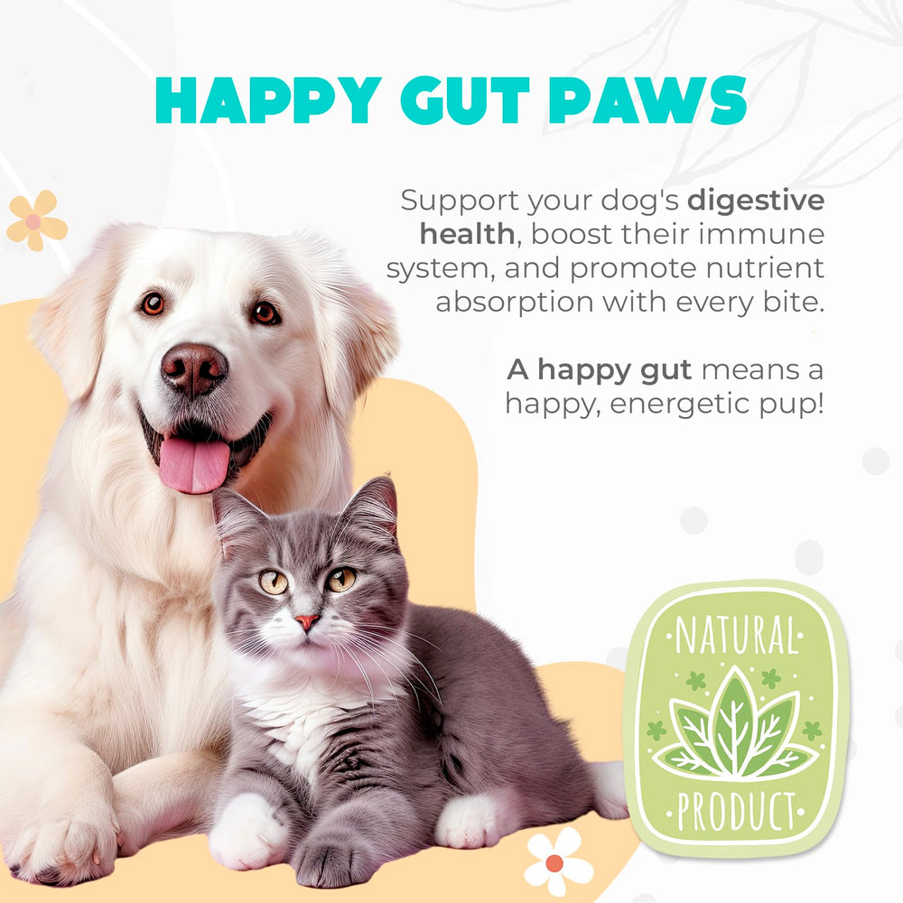 OKKÖBI Probioticos para perros, gomitas sabor res, apoyo intestinal.