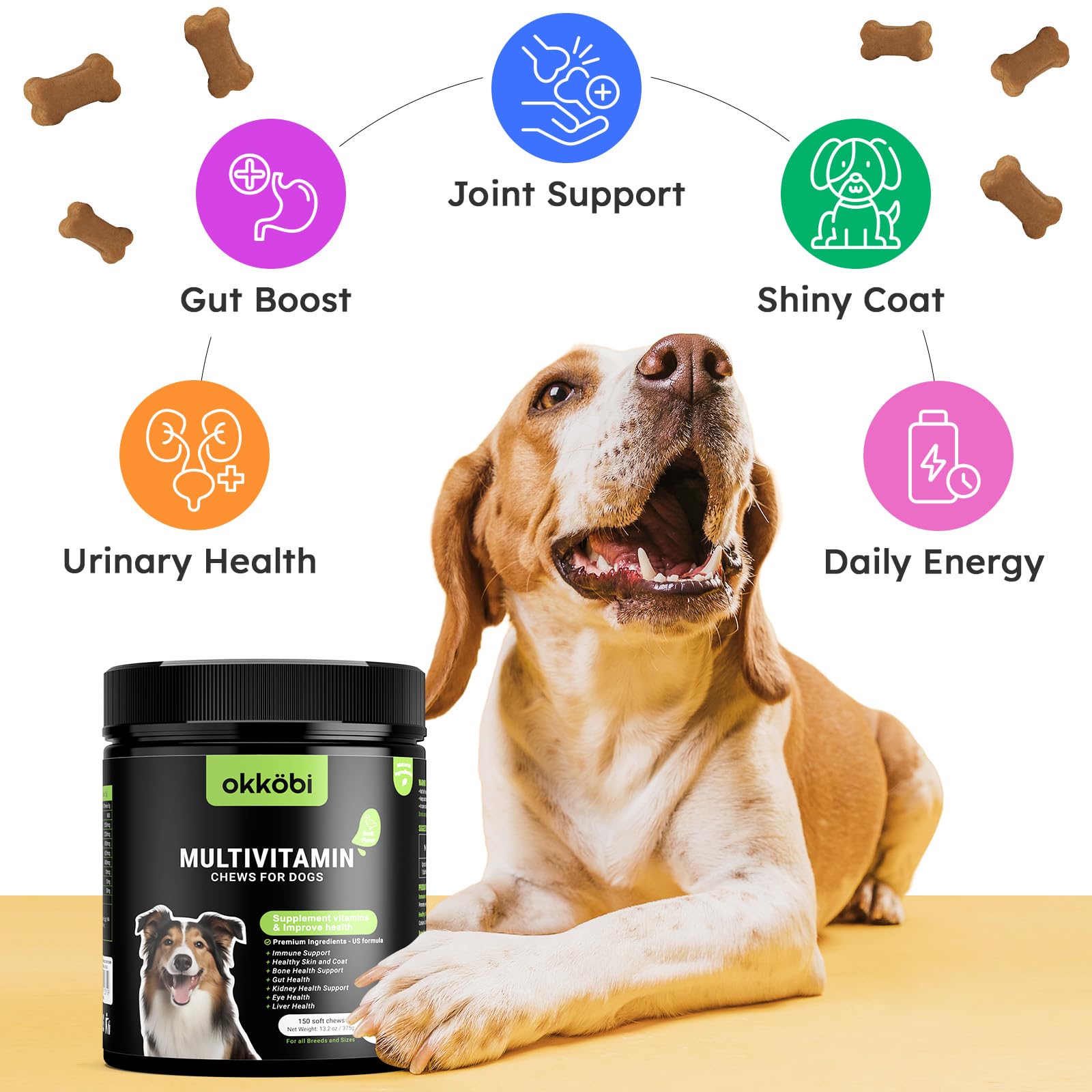 OKKÖBI sabor pato masticables para perros, paladar atractivo.