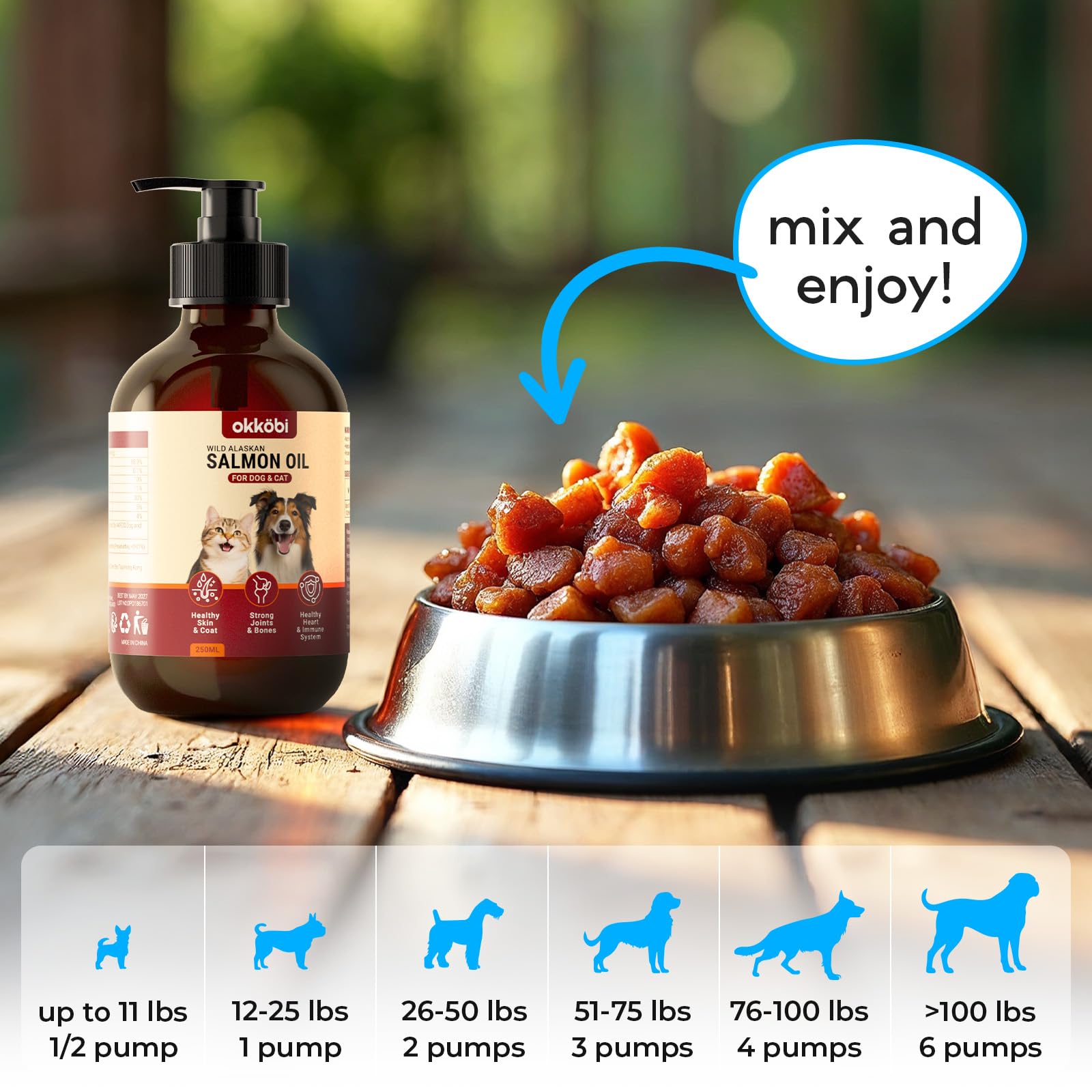 OKKÖBI Wild Alaskan Salmon Oil supports joint comfort for active pets