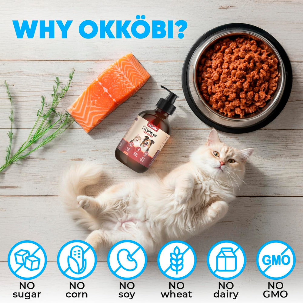 OKKÖBI Salmon Oil bottle shows serving directions for safe dosing