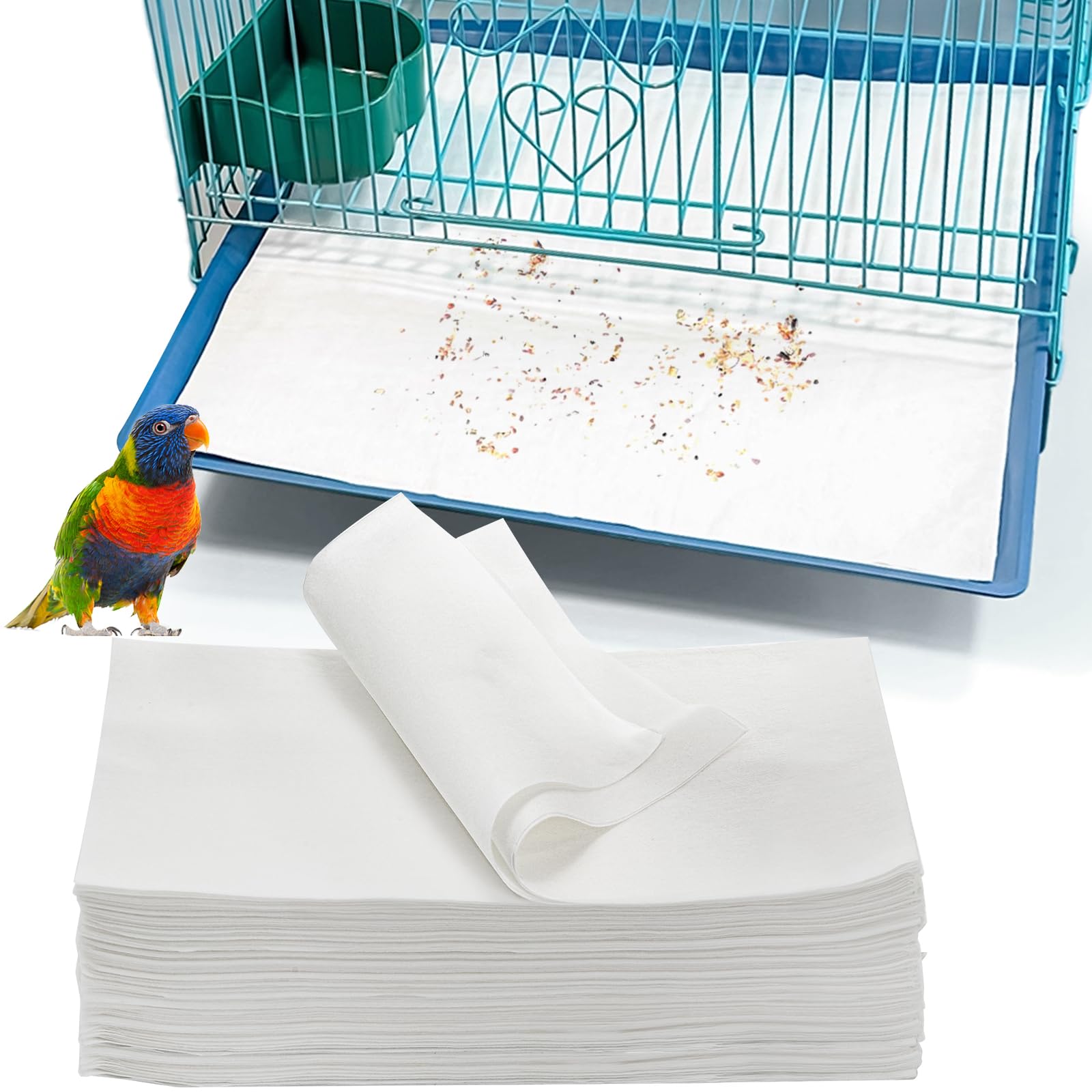 Okllen 11x20 inch cage liner in white absorbs moisture to keep cages dry.