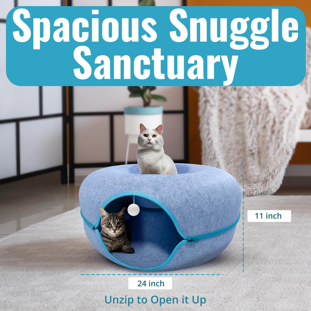 Okoco Cat Tunnel Bed eco materials highlight recyclable, durable construction