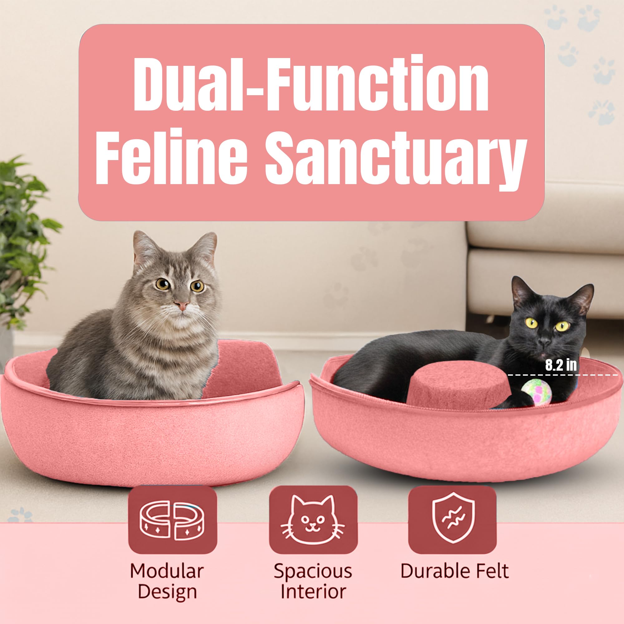 Okoco Cat Tunnel Bed hanging ball toy encourages interactive play