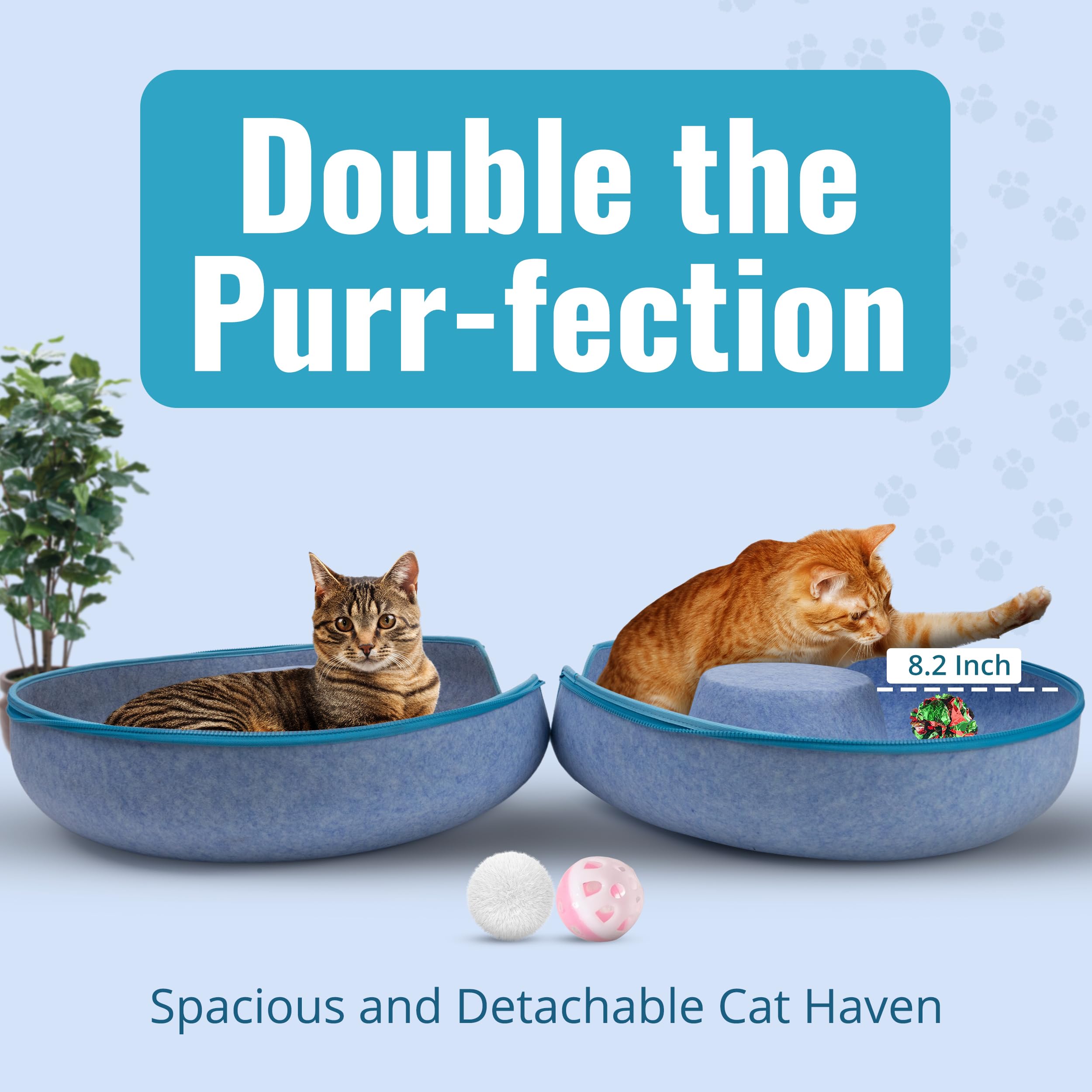 Okoco Cat Tunnel Bed interior view shows spacious 24-inch tunnel for large cats