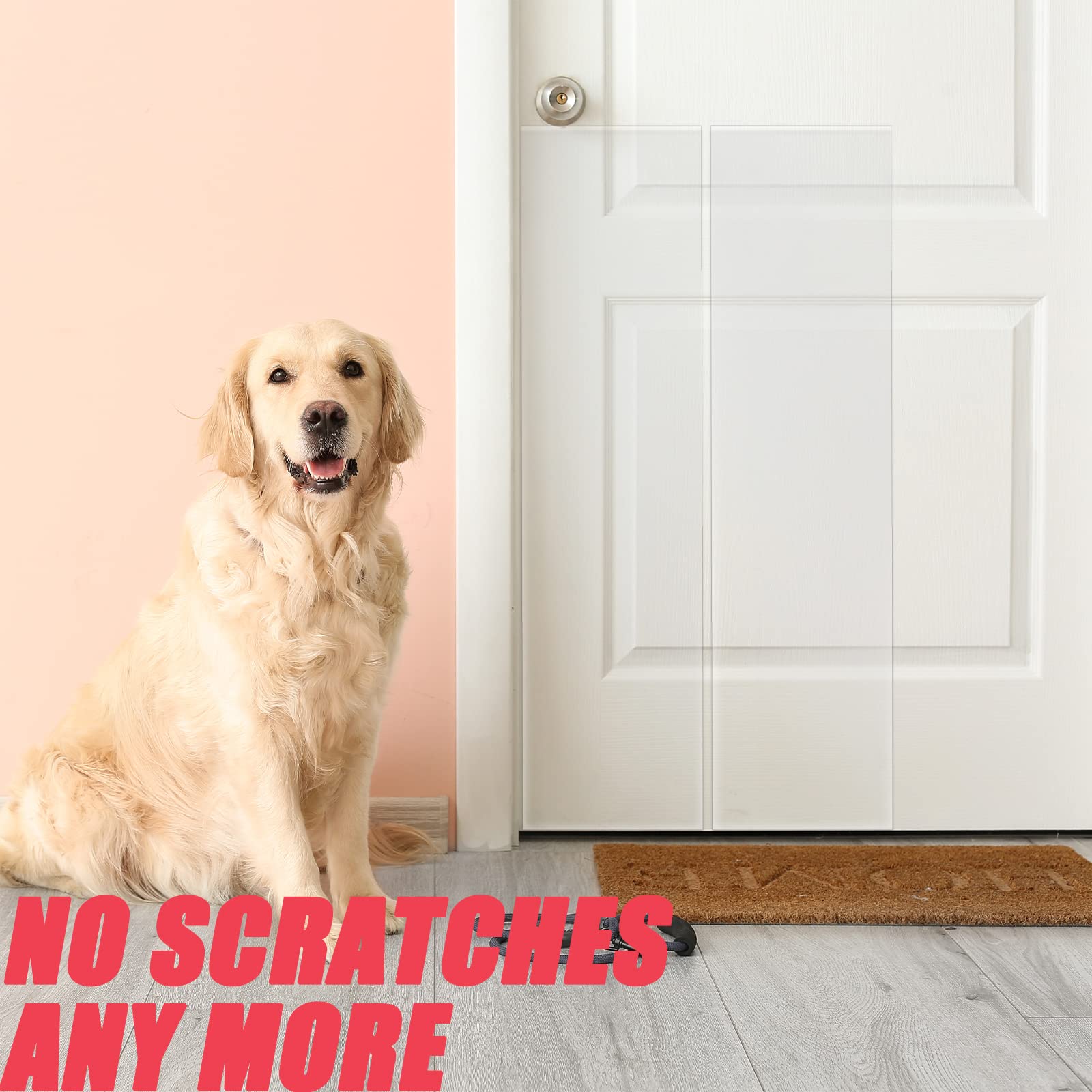 OKPOPLY dog-scratching-pad-sturdy-adhesive provides durable shield on doors.
