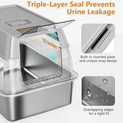 OKSOTY stainless-steel cat litter box enclosed configuration emphasizes versatile use and easy cleaning