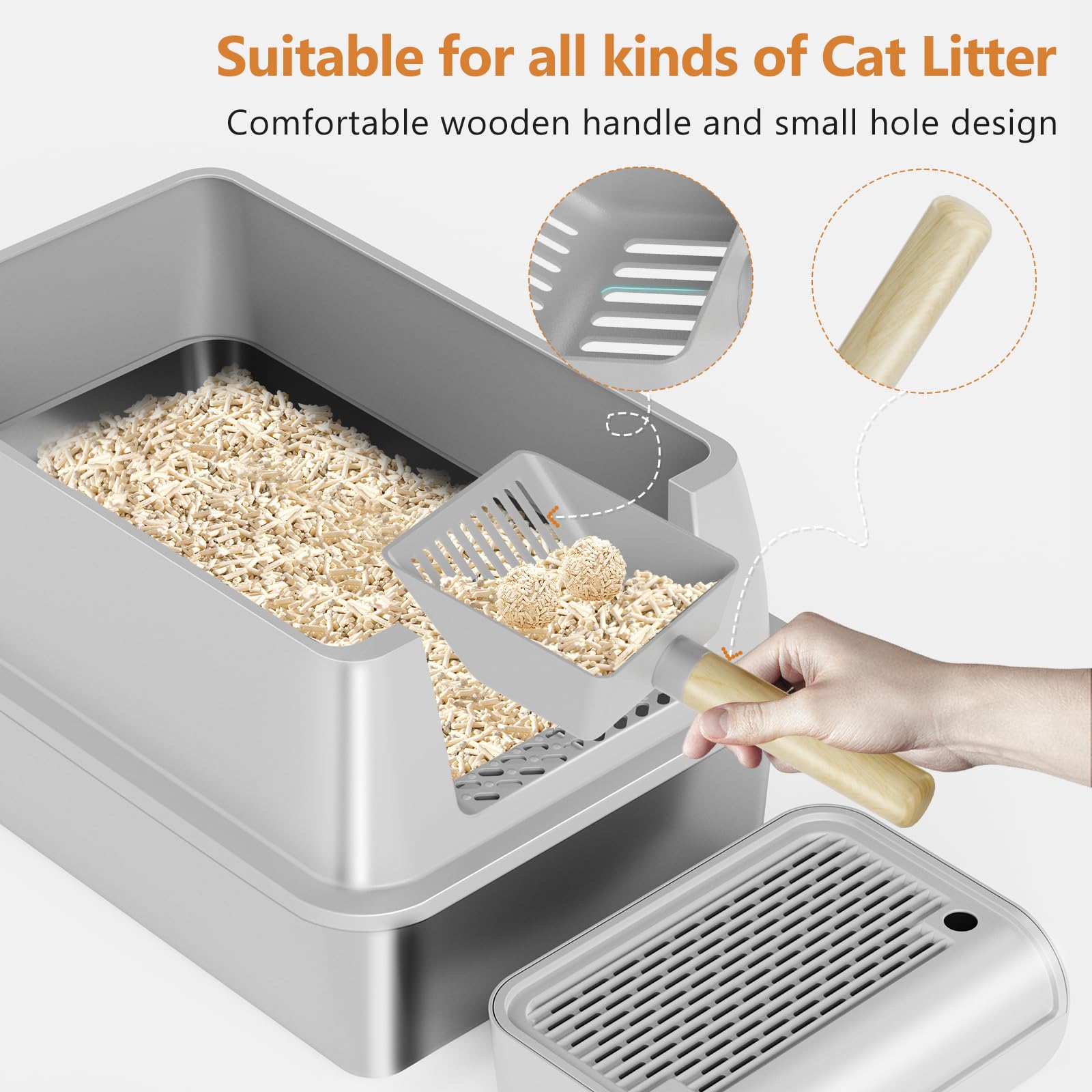 OKSOTY deodorizing bamboo-charcoal compartment reduces smells between cleanings
