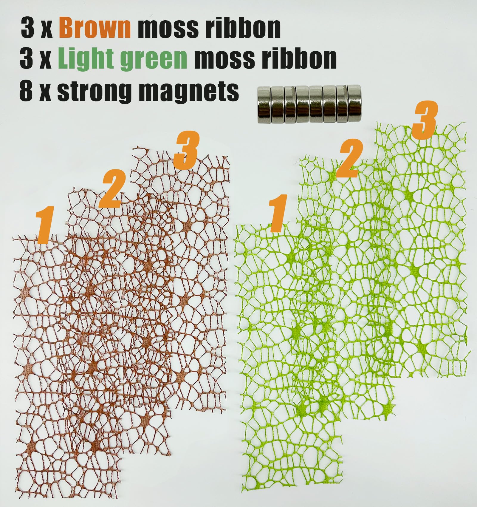 Okueejur moss ribbon green provides gripping support for climbs in spider habitats.