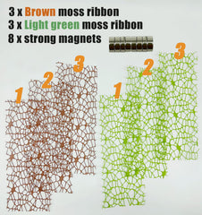 Okueejur moss ribbon green provides gripping support for climbs in spider habitats.