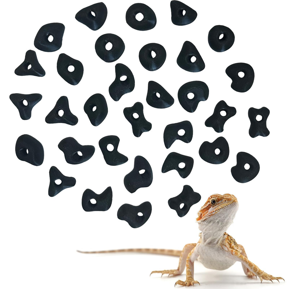 Okueejur 8-shape rock holds display showing versatile reptile climbing wall for enrichment.