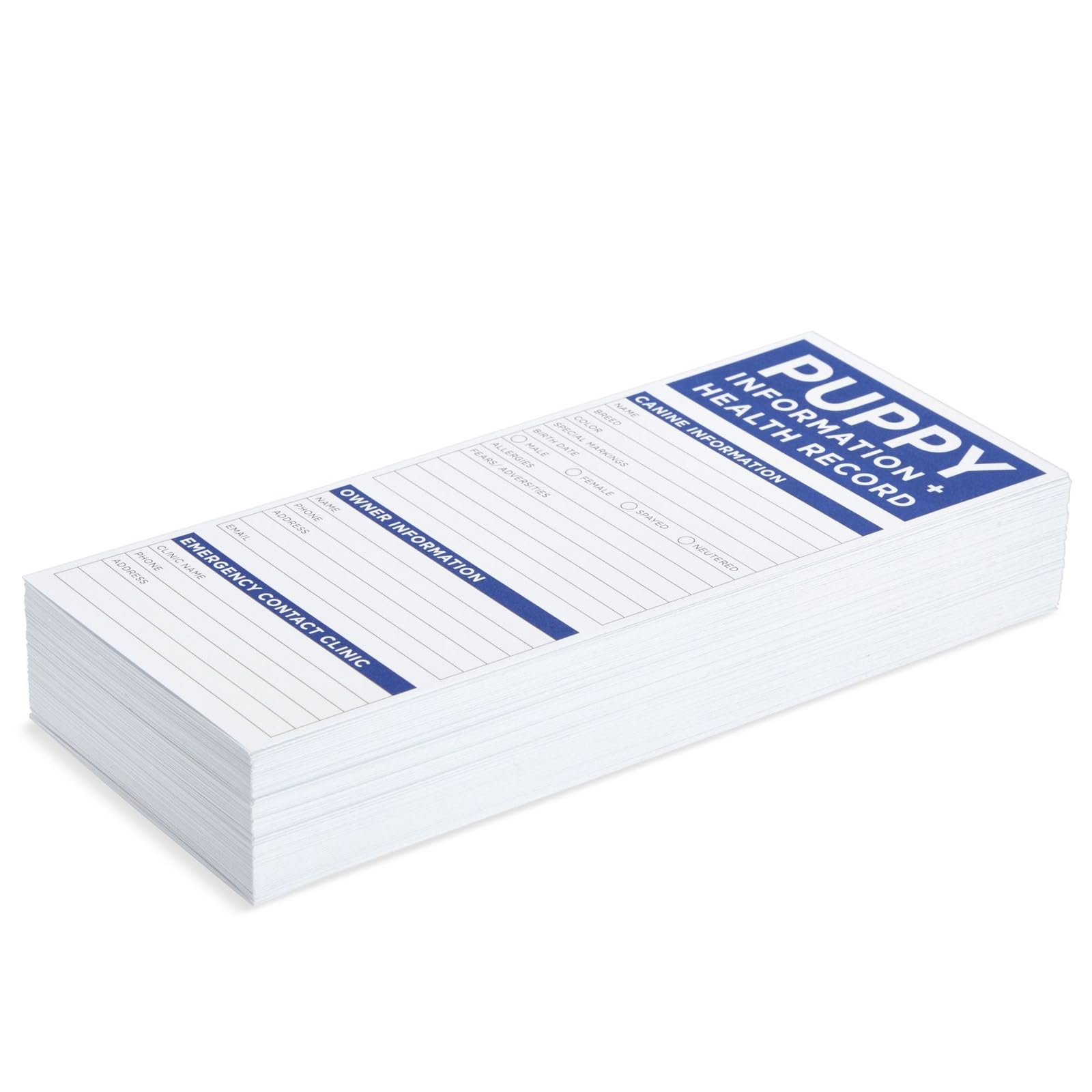 Okuna Outpost puppy health tracking card array suitable for home storage