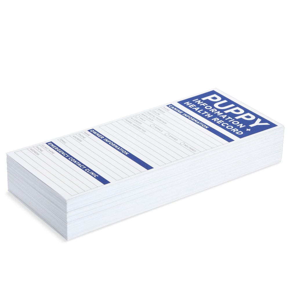 Okuna Outpost puppy health tracking card array suitable for home storage