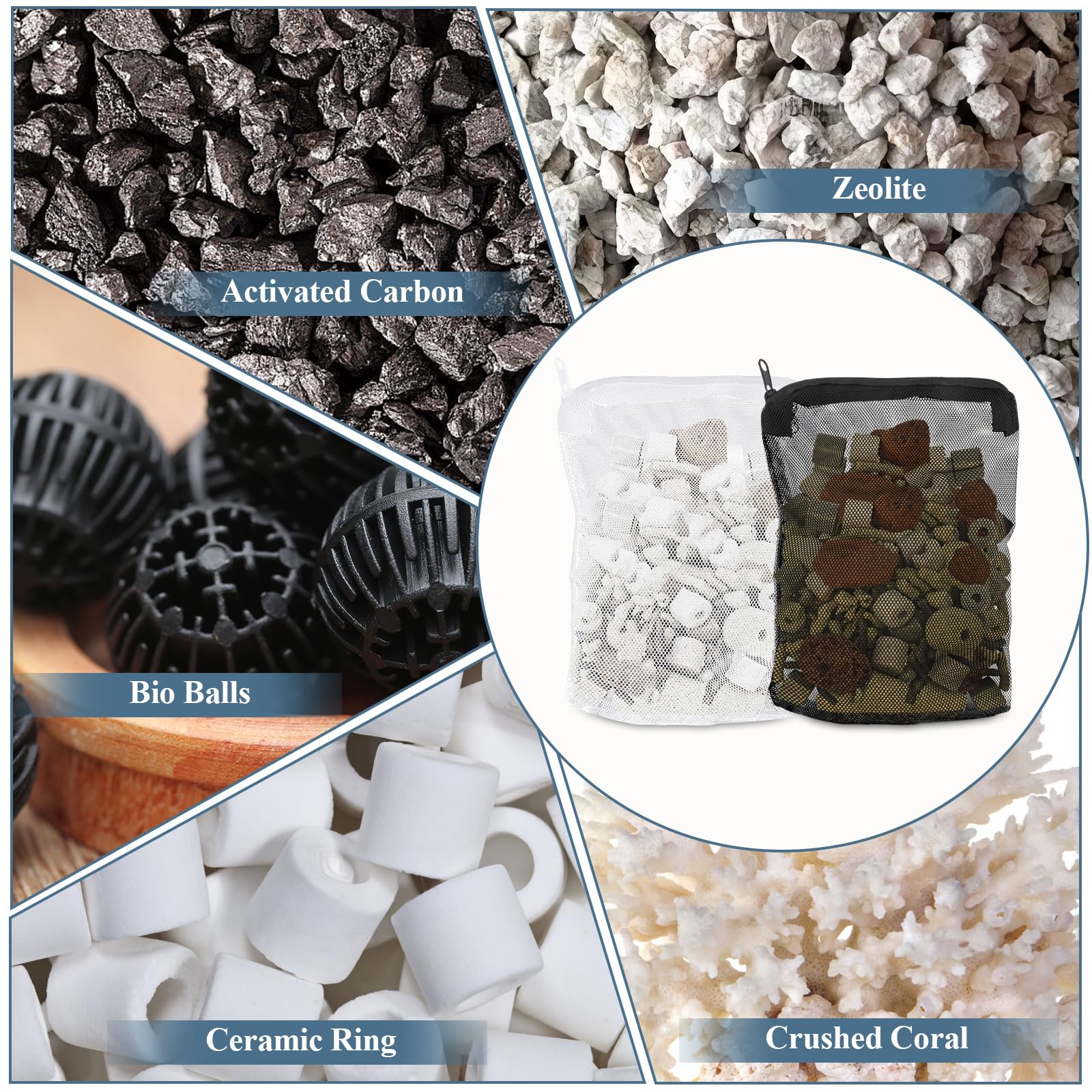 Okxiri bags designed for ceramic media and activated carbon in all-in-one filtration.