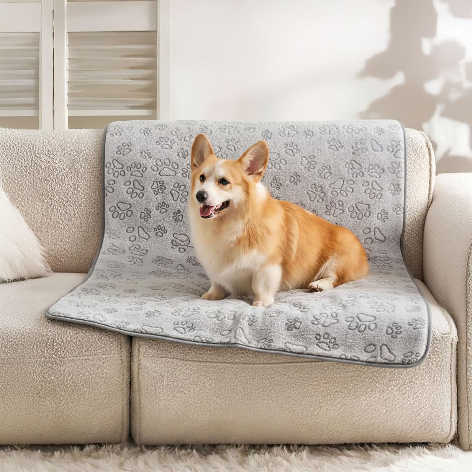 Okxiri dog blanket 41x30 inches sized to fit sofas, crates, and beds.