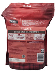 Ol' Roy Porkhide Twists bag back shows weight-based serving guidelines.