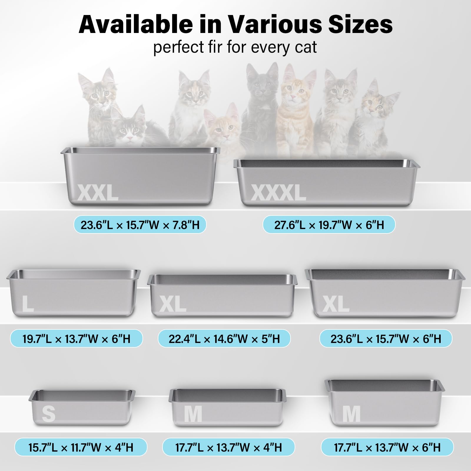 Olacat litter box measures 17.7 x 13.7 x 6 inches for medium pets.