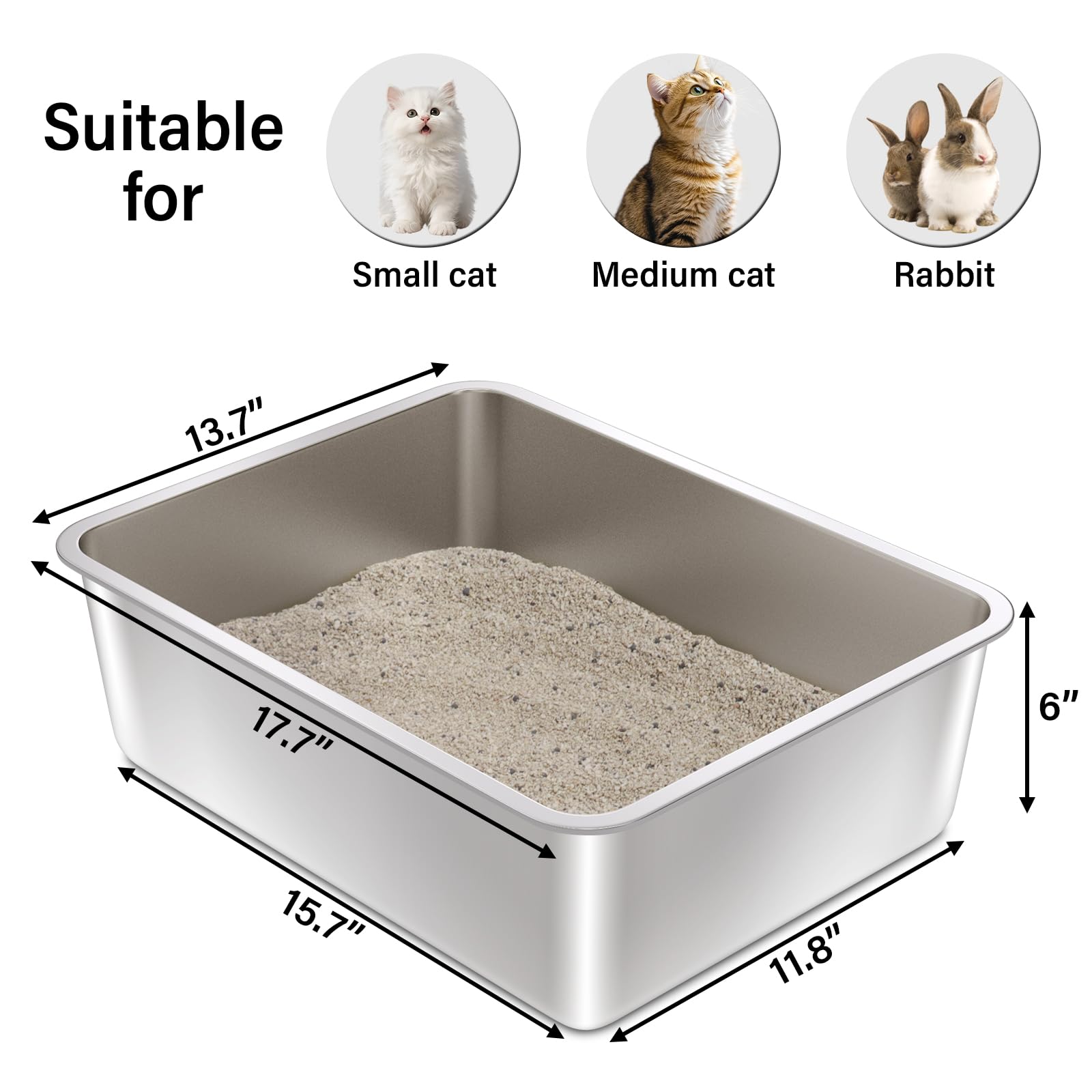 Olacat litter box features rounded corners for paw safety and comfort.