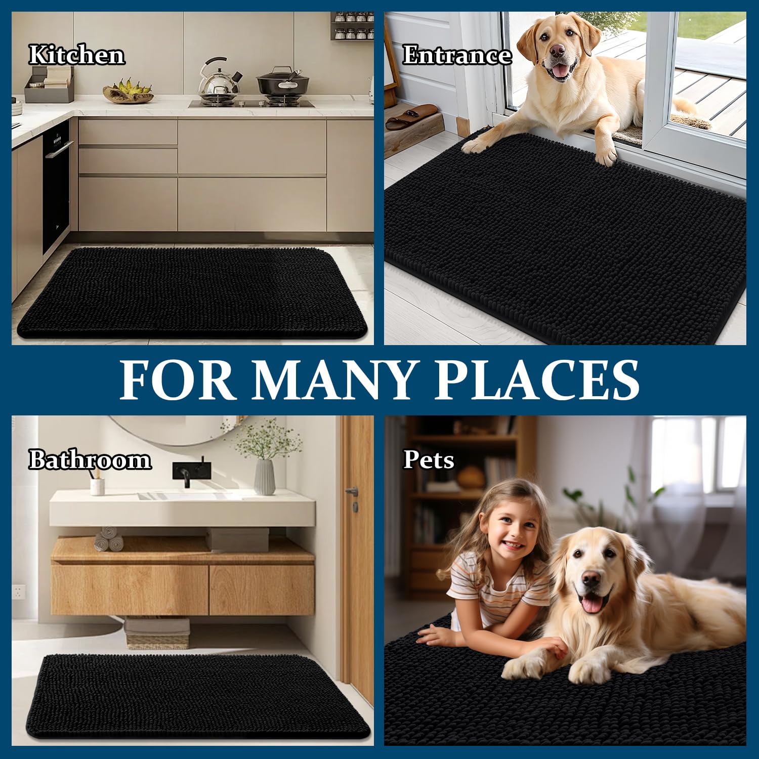 OLANLY Dog Door Mat ideal under bowls or after baths to manage mess