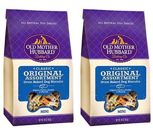Old Mother Hubbard Crunchy Classic Original Assortment pack front, savory dog treats ready for snacking.