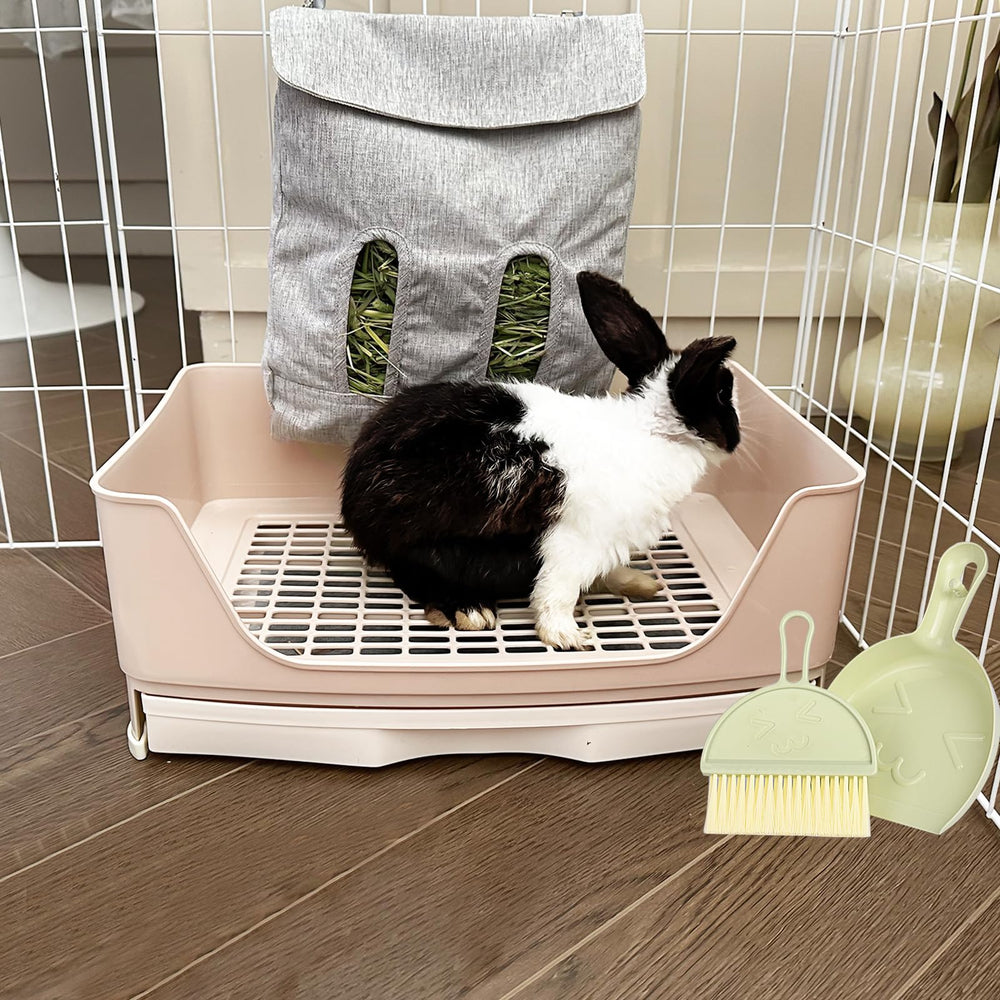 Oleisert brown rabbit litter box chews resistant plastic for durability.